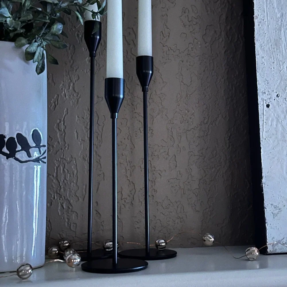 Black metal taper minimalist Candlesticks set of three